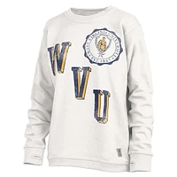 Women's Pressbox White West Virginia Mountaineers Shoreline Sundown Pullover Sweatshirt