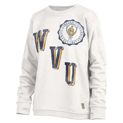 Women's Pressbox White West Virginia Mountaineers Shoreline Sundown Pullover Sweatshirt