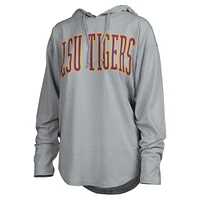 Women's Pressbox Gray LSU Tigers San Bruno Long Sleeve Hooded T-Shirt