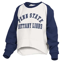 Women's Pressbox White Penn State Nittany Lions Lotus Raglan Pullover Sweatshirt