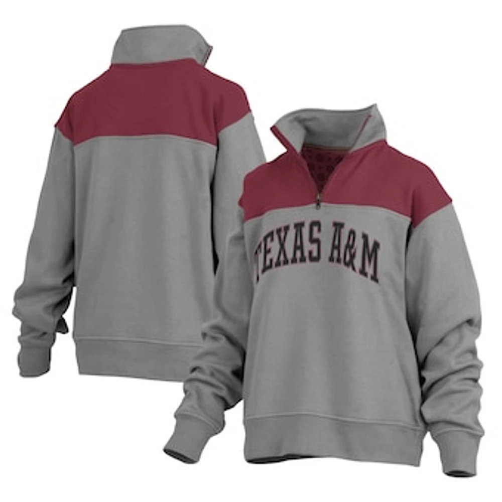 Women's Pressbox Gray Texas A&M Aggies Avon Fleece Quarter-Zip Jacket