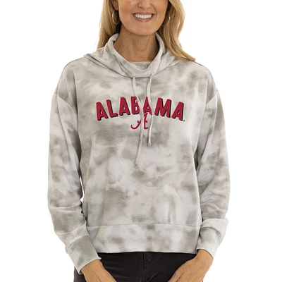 Women's  Gray Alabama Crimson Tide Maddie Tie-Dye Tri-Blend Pullover Hoodie