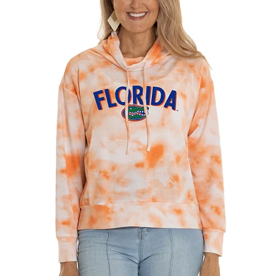 Women's  Orange Florida Gators Maddie Tie-Dye Tri-Blend Pullover Hoodie