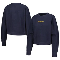 Women's League Collegiate Wear Navy Michigan Wolverines Timber Cropped Pullover Sweatshirt