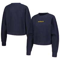 Women's League Collegiate Wear Navy Michigan Wolverines Timber Cropped Pullover Sweatshirt