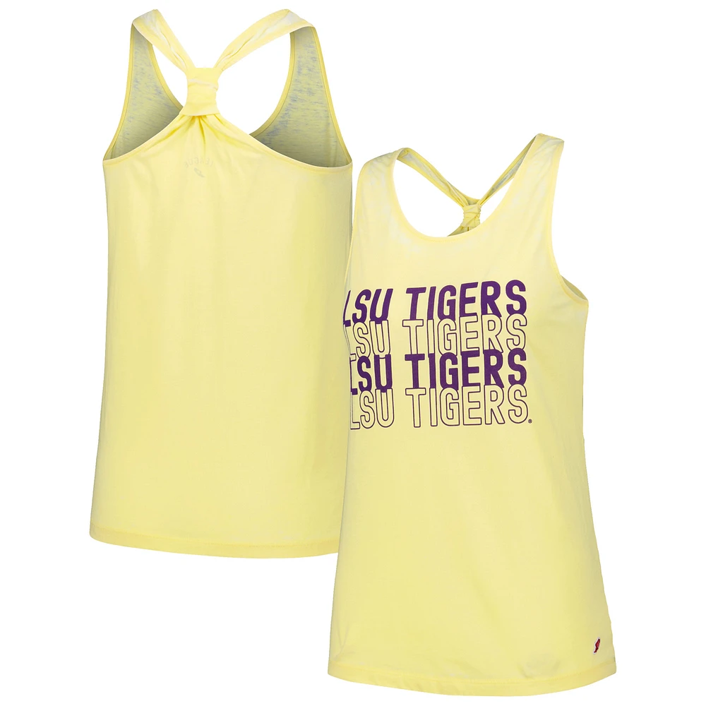 Women's League Collegiate Wear Gold LSU Tigers Stacked Name Racerback Tank Top