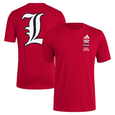 Men's adidas Red Louisville Cardinals Reverse Retro Baseball 2 Hit T-Shirt