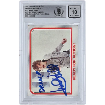 Mark Hamill Star Wars Autographed 1980 Topps The Empire Strikes Back #101 BGS Authenticated 10 Card with "Draw!" Inscription