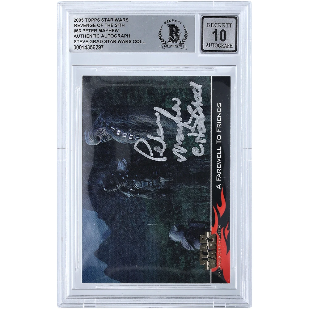 Peter Mayhew Star Wars Autographed 2005 Topps Revenge Of The Sith #53 BGS Authenticated 10 Card with "Chewbacca" Inscription