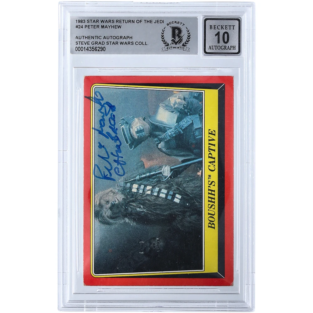Peter Mayhew Star Wars Autographed 1983 Topps Return of the Jedi #24 BGS Authenticated 10 Card with "Chewbacca" Inscription