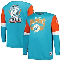 Men's Mitchell & Ness Aqua Miami Dolphins Big Tall Fleece Pullover Sweatshirt