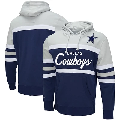 Men's Mitchell & Ness Gray/Navy Dallas Cowboys Big & Tall Head Coach Pullover Hoodie