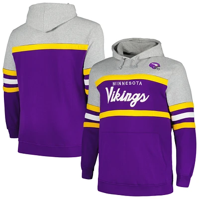 Men's Mitchell & Ness  Heather Gray/Purple Minnesota Vikings Big Tall Head Coach Pullover Hoodie