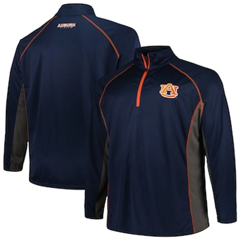 Men's Profile Navy Auburn Tigers Big & Tall Quarter-Zip Raglan Jacket