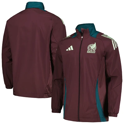 Men's adidas Burgundy Mexico National Team 2024 All-Weather Raglan Hoodie Full-Zip Jacket