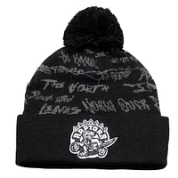 Men's Mitchell & Ness Black Toronto Raptors Meaningful Words Cuffed Knit Hat with Pom