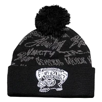 Men's Mitchell & Ness Black Vancouver Grizzlies Meaningful Words Cuffed Knit Hat with Pom