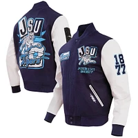 Men's Pro Standard Navy Jackson State Tigers Homecoming Varsity Full-Snap Jacket