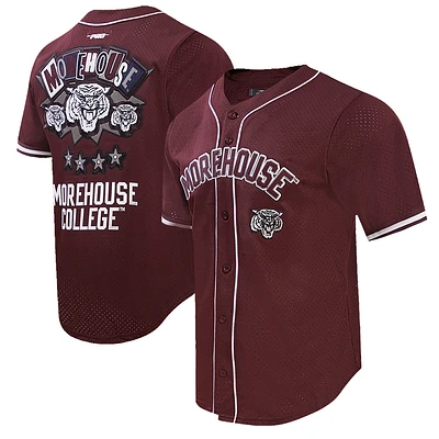 Men's Pro Standard Maroon Morehouse Maroon Tigers Homecoming Mesh Button-Down Shirt