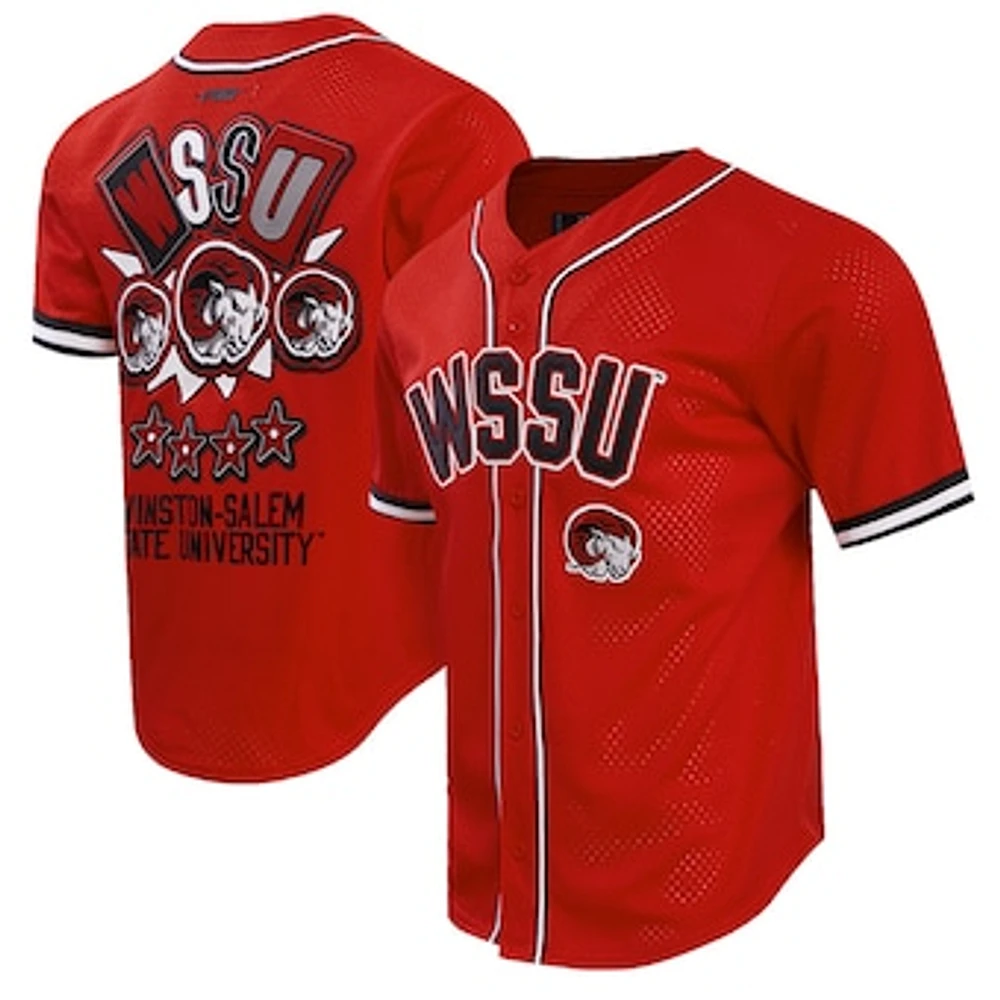 Men's Pro Standard Red Winston-Salem State Rams Homecoming Mesh Button-Down Shirt