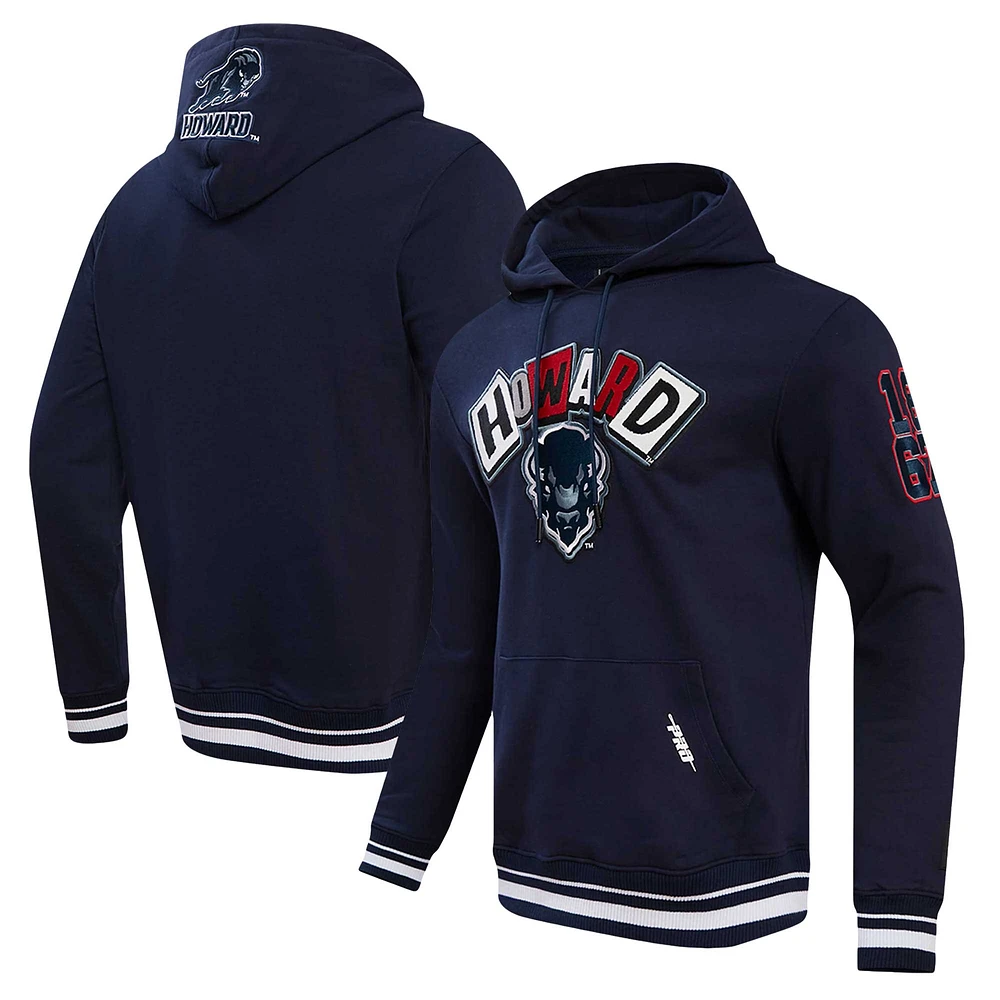 Men's Pro Standard Navy Howard Bison Homecoming Ribbed Fleece Pullover Hoodie