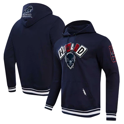 Men's Pro Standard Navy Howard Bison Homecoming Ribbed Fleece Pullover Hoodie