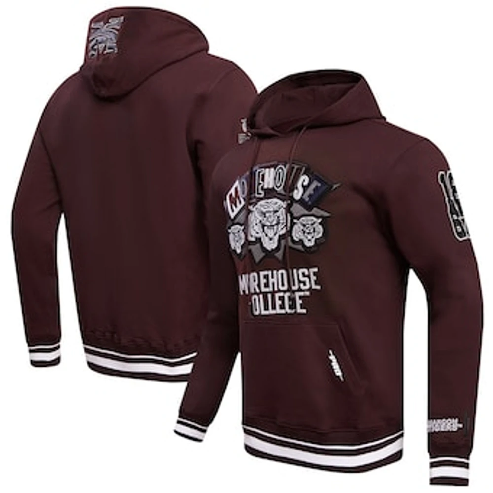 Men's Pro Standard Maroon Morehouse Maroon Tigers Homecoming Ribbed Fleece Pullover Hoodie