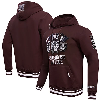 Men's Pro Standard Maroon Morehouse Maroon Tigers Homecoming Ribbed Fleece Pullover Hoodie