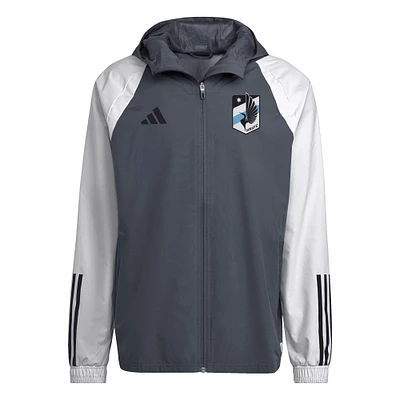 Men's adidas Gray Minnesota United FC 2024 All-Weather Raglan Full-Zip Jacket