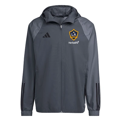 Men's adidas Gray LA Galaxy 2024 All-Weather Raglan Full-Zip Jacket