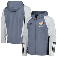 Men's adidas Gray FC Cincinnati 2024 All-Weather Raglan Full-Zip Jacket