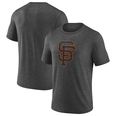 Men's Heather Charcoal San Francisco Giants Official Logo Tri-Blend T-Shirt