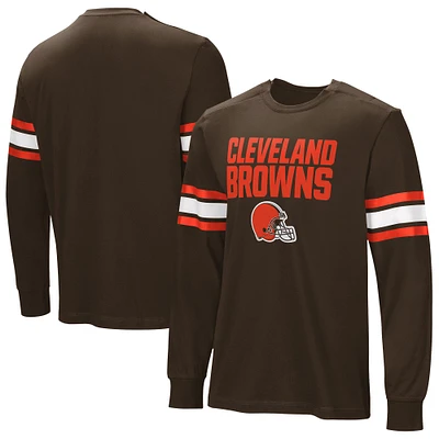 Men's  Brown Cleveland Browns Hands Off Long Sleeve Adaptive T-Shirt