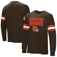 Men's  Brown Cleveland Browns Hands Off Long Sleeve Adaptive T-Shirt