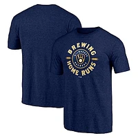 Men's Heather Navy Milwaukee Brewers Hometown Collection Brewing Up Tri-Blend T-Shirt