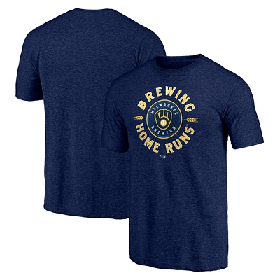 Men's Heather Navy Milwaukee Brewers Hometown Collection Brewing Up Tri-Blend T-Shirt