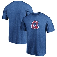 Men's Heather Royal Atlanta Braves Cooperstown Collection Throwback Logo Tri-Blend T-Shirt