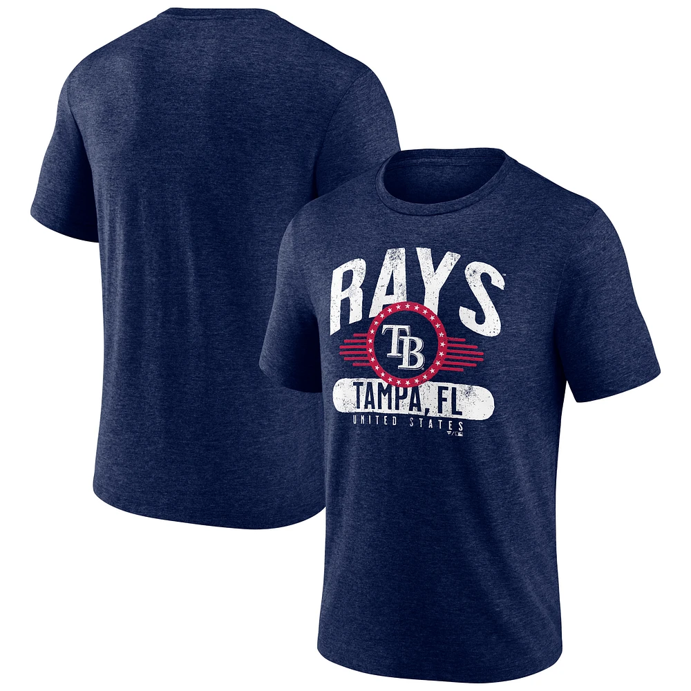 Men's Heather Navy Tampa Bay Rays Badge of Honor Tri-Blend T-Shirt
