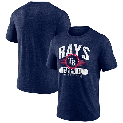 Men's Heather Navy Tampa Bay Rays Badge of Honor Tri-Blend T-Shirt