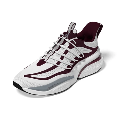 Men's adidas White/Maroon Mississippi State Bulldogs Alphaboost V1 Sustainable BOOST Shoes