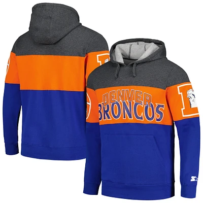 Men's Starter  Royal/Heather Charcoal Denver Broncos Extreme Pullover Hoodie