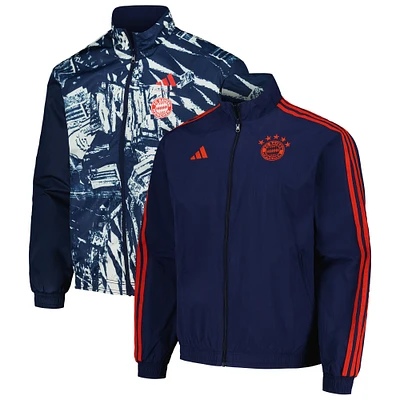 Men's adidas  Blue Bayern Munich 2023/24 Reversible Anthem Full-Zip Jacket