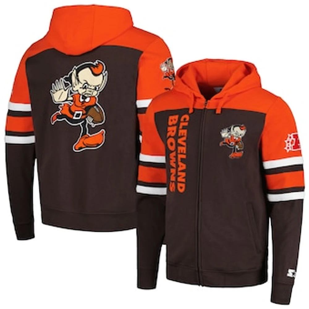 Men's Starter  Brown/Orange Cleveland Browns Extreme Full-Zip Hoodie