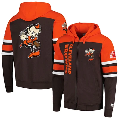 Men's Starter  Brown/Orange Cleveland Browns Extreme Full-Zip Hoodie