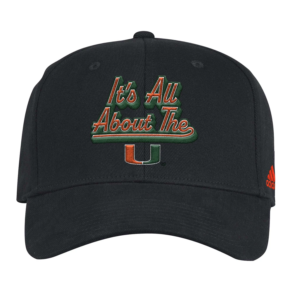 Men's adidas Black Miami Hurricanes Chant Flex Hat