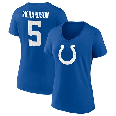 Women's Fanatics Anthony Richardson Royal Indianapolis Colts Icon Name & Number V-Neck T-Shirt