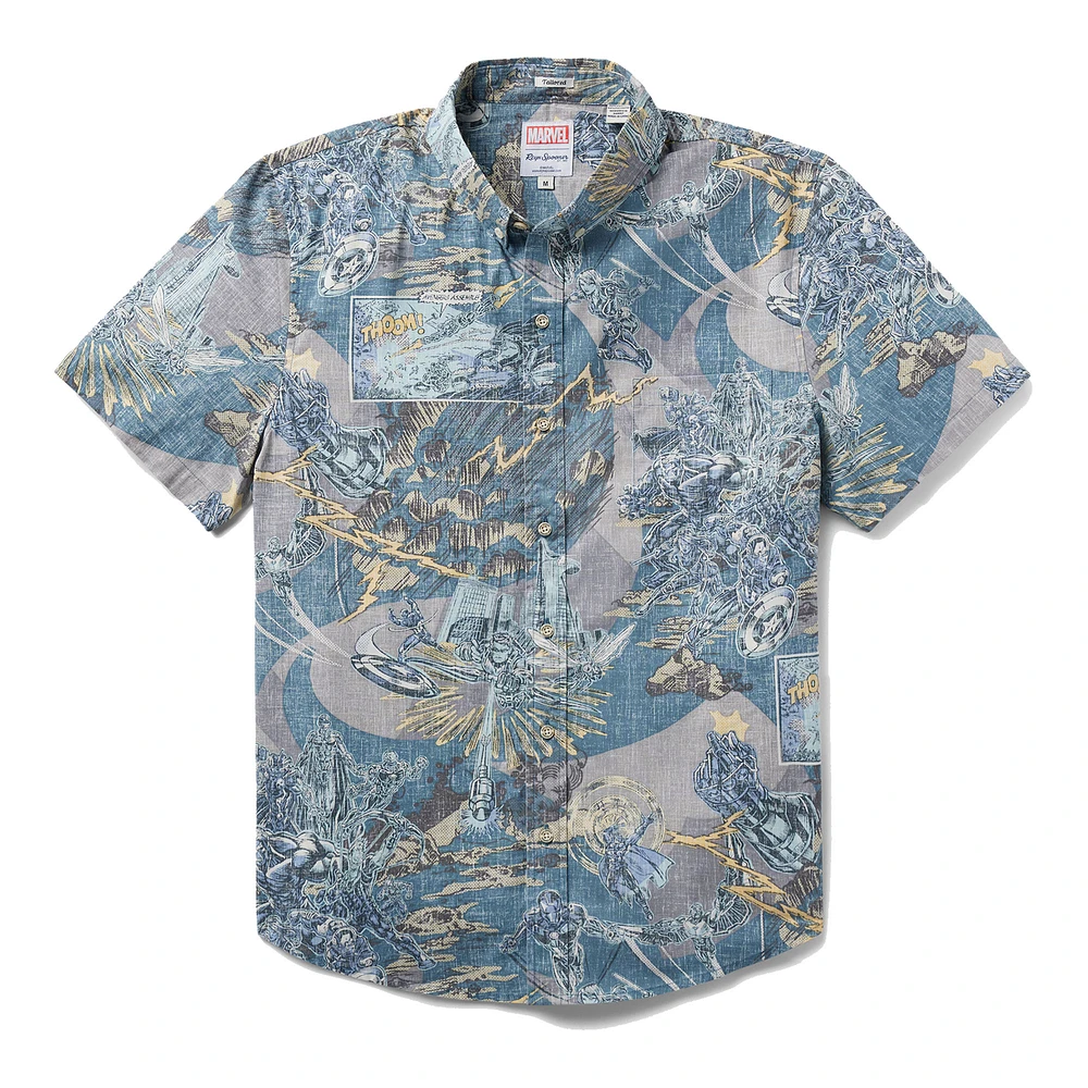 Men's Reyn Spooner Light Blue Marvel Tailored Button-Down Shirt