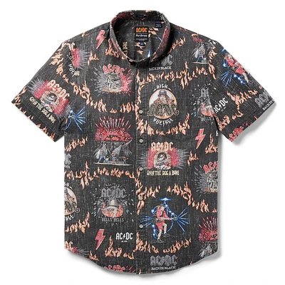 Men's Reyn Spooner Black AC/DC  Tailored Button-Down Shirt