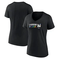 Women's  Black LA28 Summer Paralympics Pride V-Neck T-Shirt