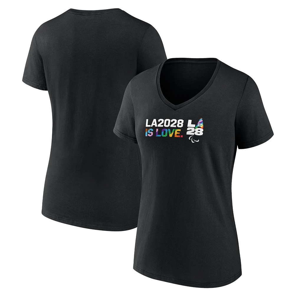 Women's Black LA28 Summer Paralympics Pride V-Neck T-Shirt